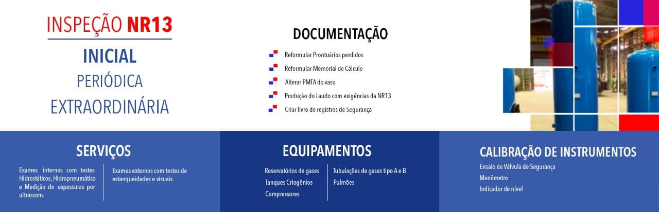 Fazemos a Inspeção em vasos de pressão